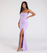 Cindy Beaded Strapless Column Formal Dress